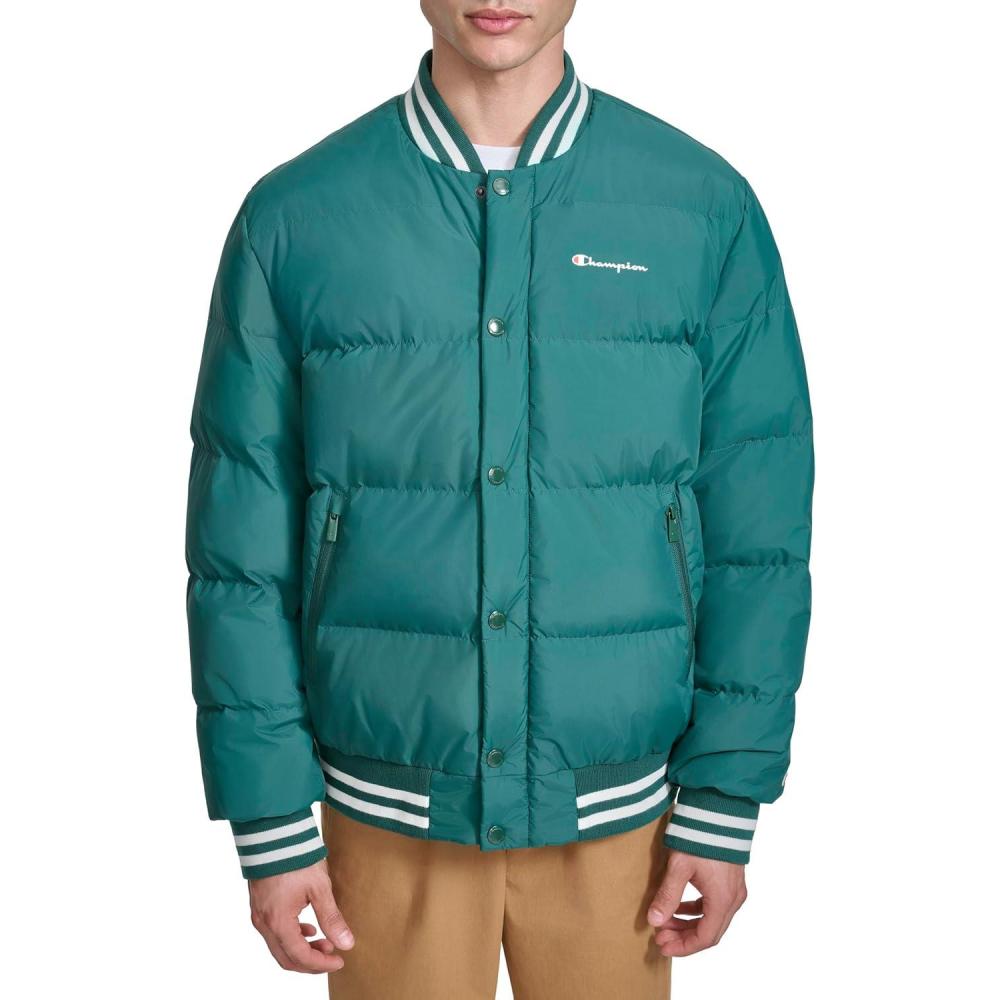 imageChampion Mens Varsity Bomber Puffer JacketRainforest