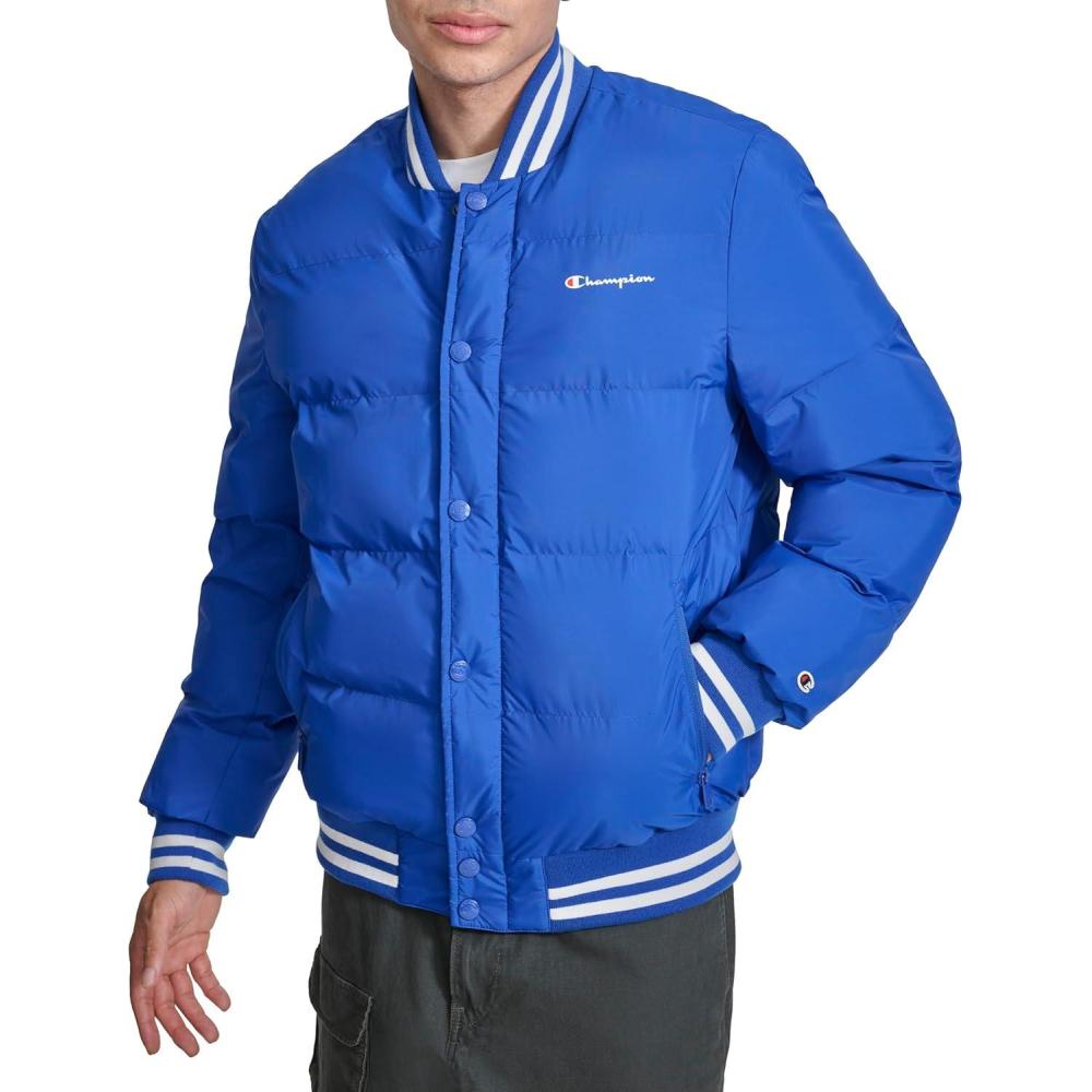 imageChampion Mens Varsity Bomber Puffer JacketSurf the Web