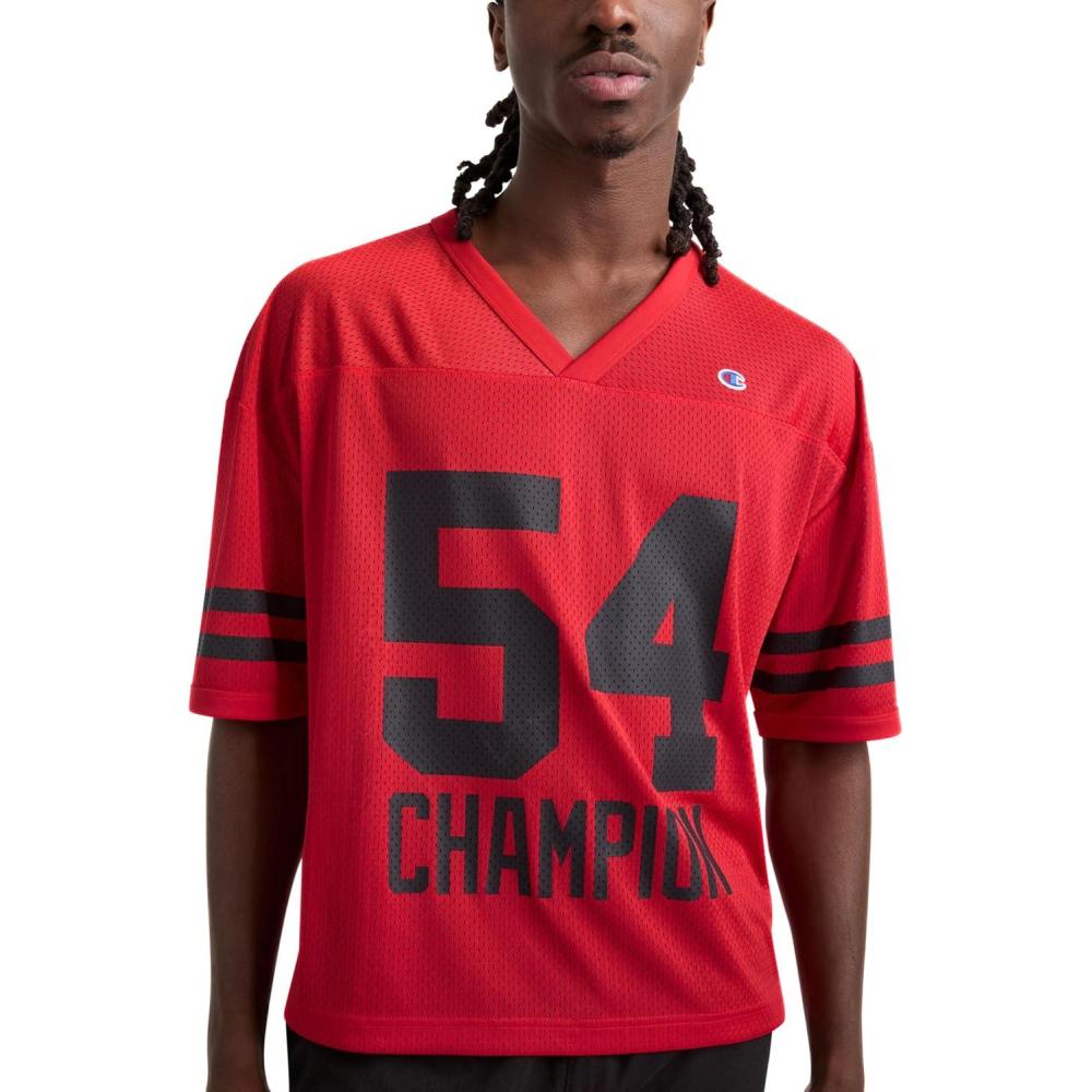 imageChampion Mens Yearbook Mesh Football Tee VNeckSpirited Red