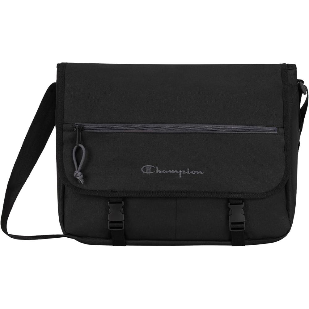 imageChampion Phase Messenger Bag With Padded Laptop Sleeve Adjustable Strap for Work Travel OfficeBlackNine Iron