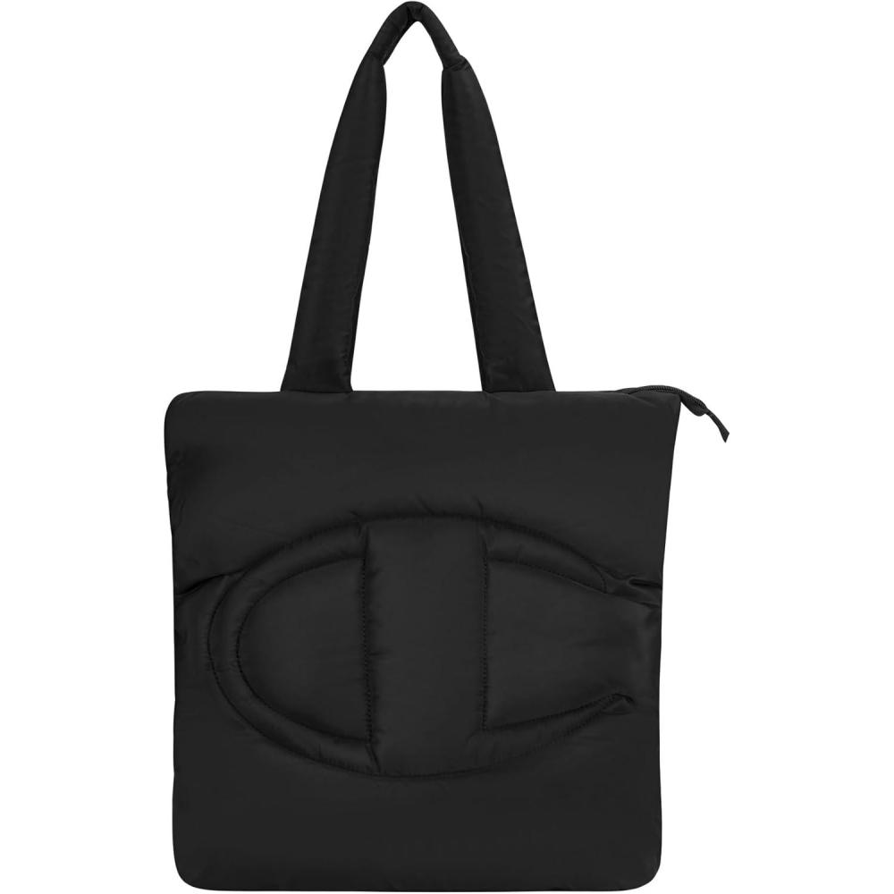 imageChampion Quilted Billie Tote Bag in Memory Cloth With Zip Closure for Work Travel Daily UseBlack