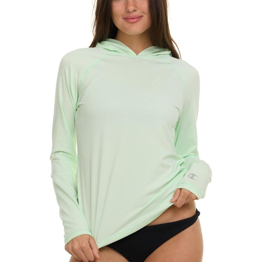 imageChampion Rash Guard for Women with Hood Long Sleeve Hoodie Swim Shirts for Women Quick Dry UPF 50 SPF Sun ampamp UV ProtectionLime