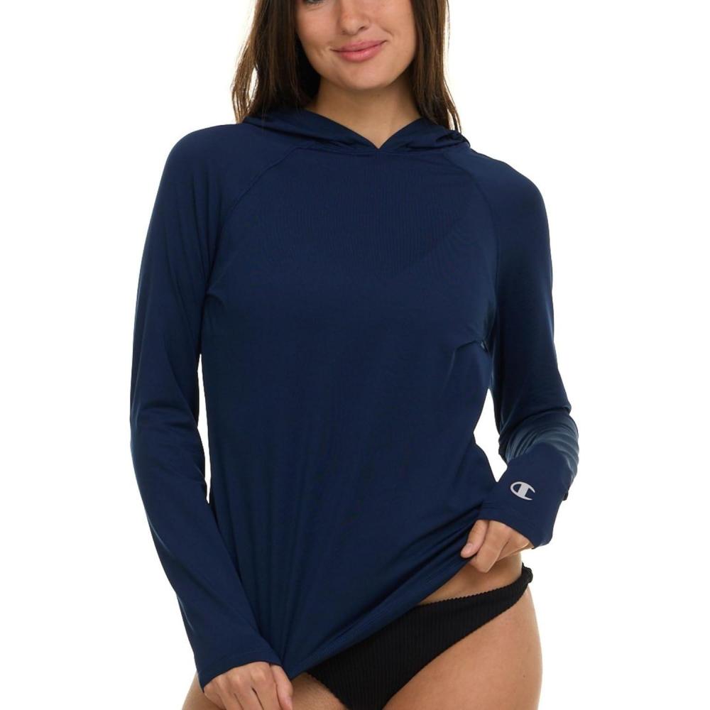 imageChampion Rash Guard for Women with Hood Long Sleeve Hoodie Swim Shirts for Women Quick Dry UPF 50 SPF Sun ampamp UV ProtectionNavy