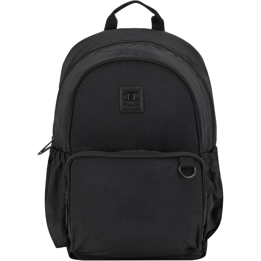 imageChampion Venice Laptop Backpack in Crinkle Nylon with Padded Adjustable Straps Water Bottle Pocket for Work Travel Commute Black MediumBlack