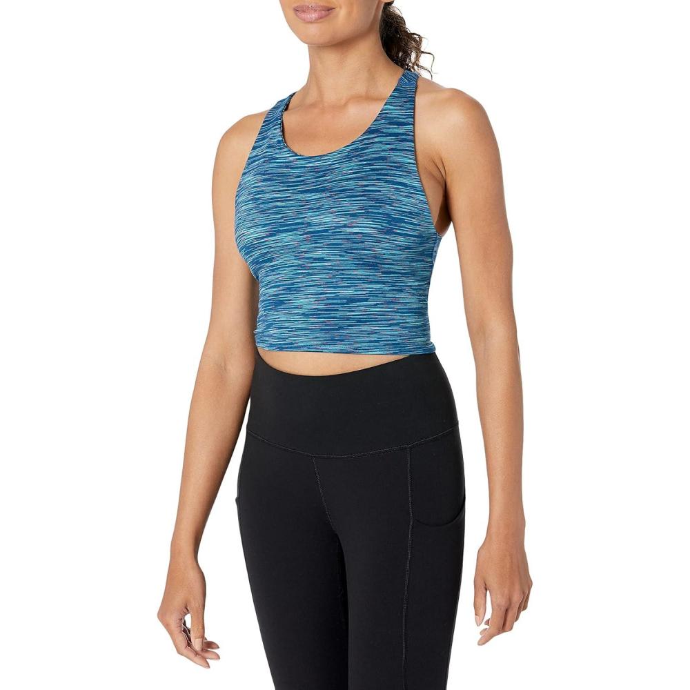 imageChampion Womens Crop Top Soft Touch Moisture Wicking Ribbed Cropped Top for WomenSpacedye Multi Cool