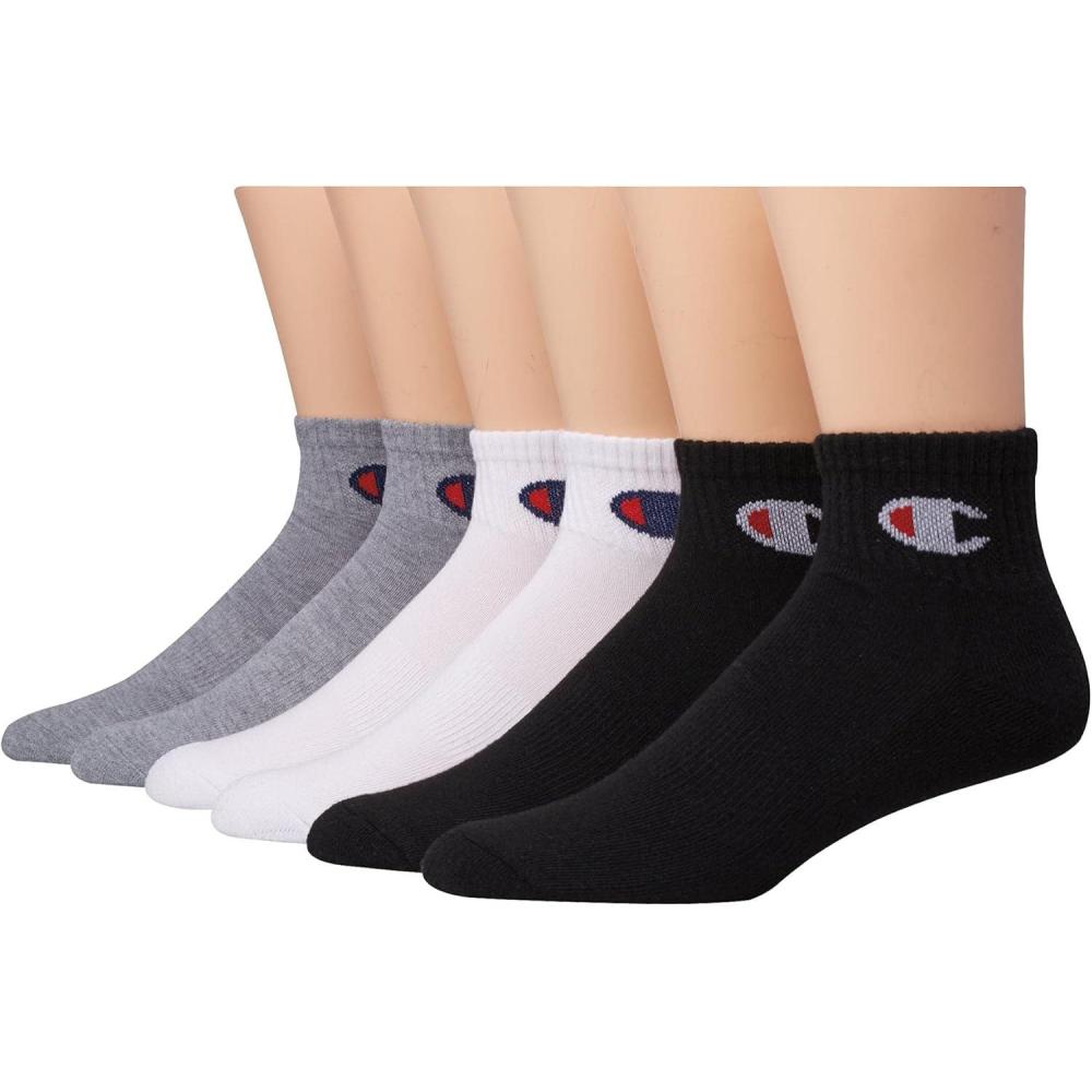 imageChampion Womens Cushioned Quarter Socks 6PackWhiteGreyBlack