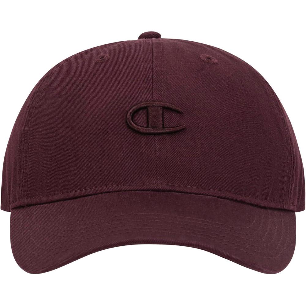 imageChampion Womens Essentials Washed Cotton Twill Adjustable Baseball CapMedium Ruby
