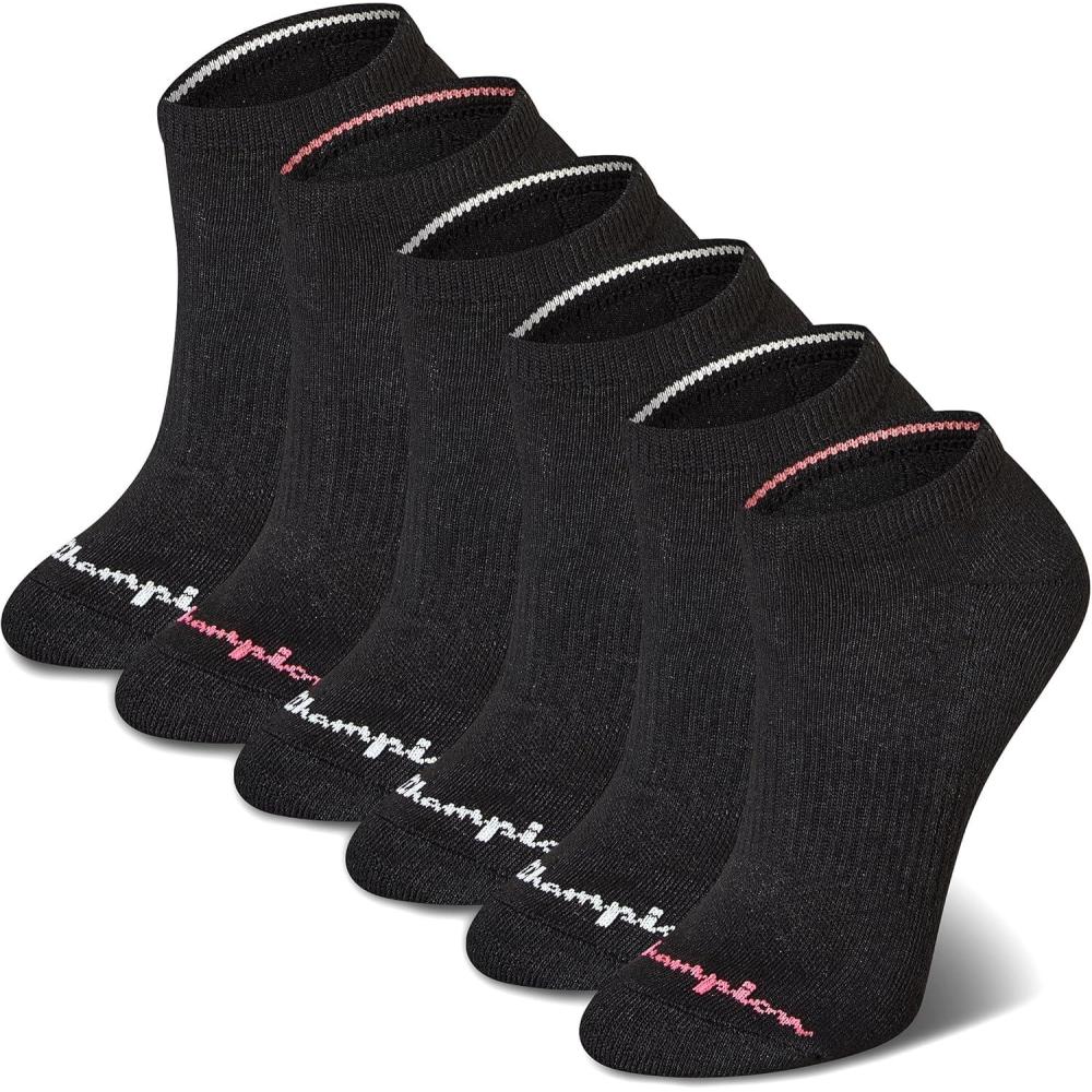 imageChampion Womens Low Cut Athletic Socks 6PackBlack Toe Logo