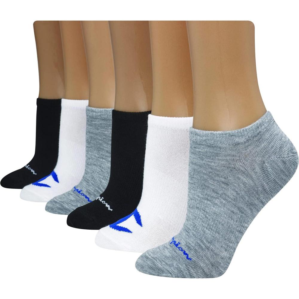 imageChampion Womens Low Cut Athletic Socks 6PackGrey HeatherWhiteBlack
