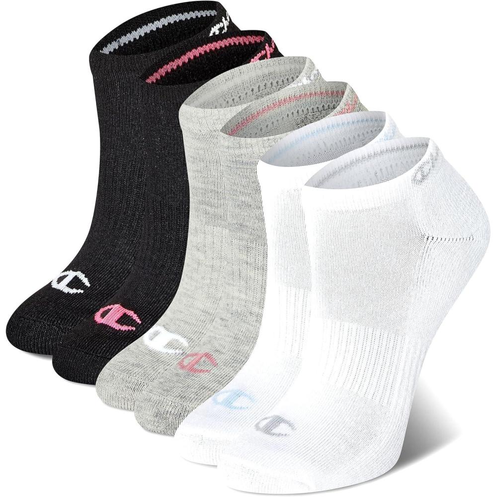 imageChampion Womens Low Cut Athletic Socks 6PackMulti Toe Logo