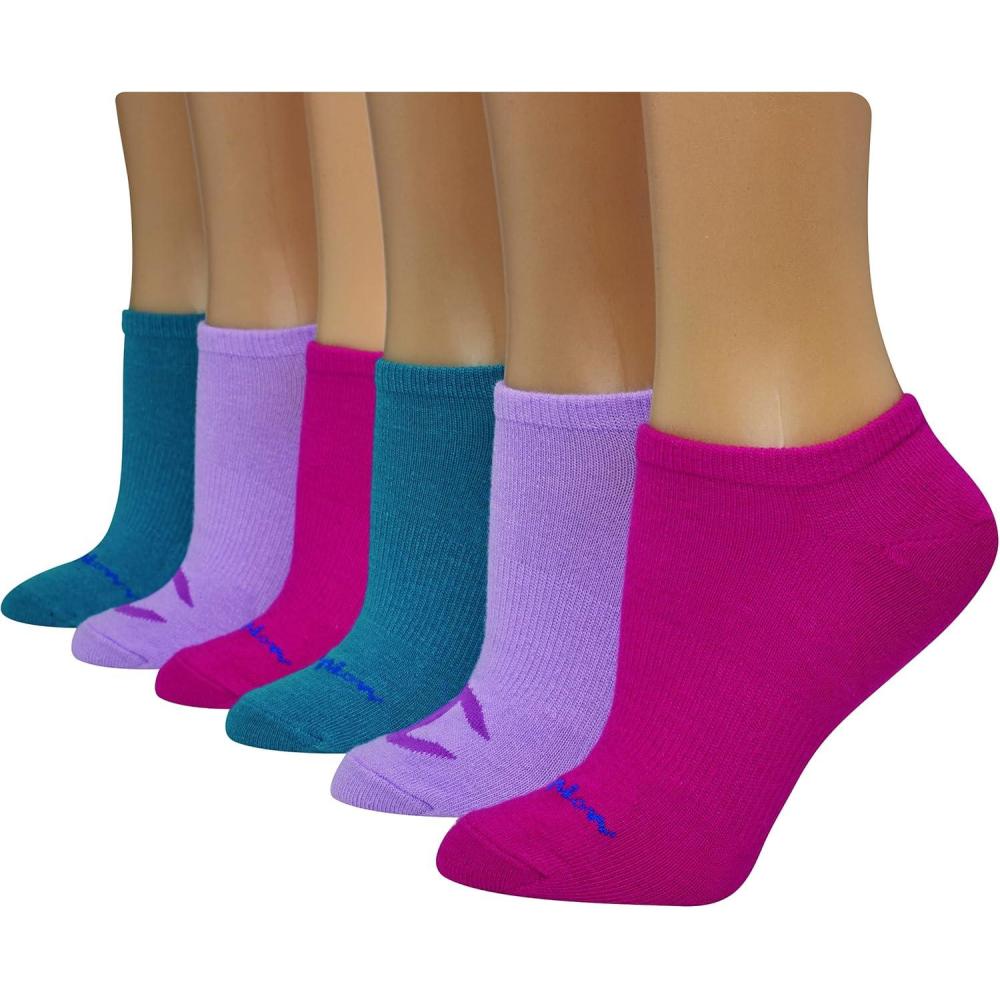 imageChampion Womens Low Cut Athletic Socks 6PackRaspberryWater IrisRocking Teal