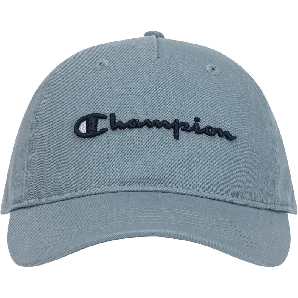 imageChampion Womens Script Embroidery Washed Cotton Twill Adjustable Baseball CapCloudy Blue