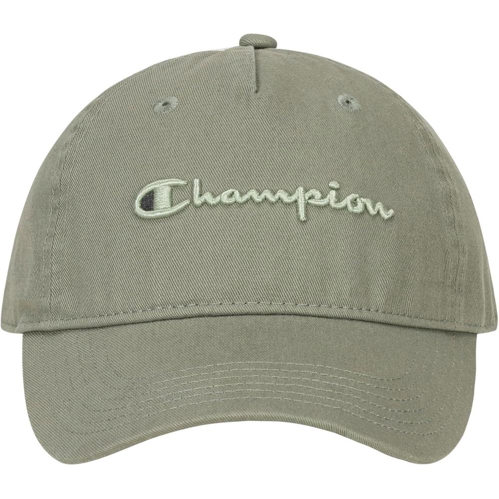 imageChampion Womens Script Embroidery Washed Cotton Twill Adjustable Baseball CapEcology Green