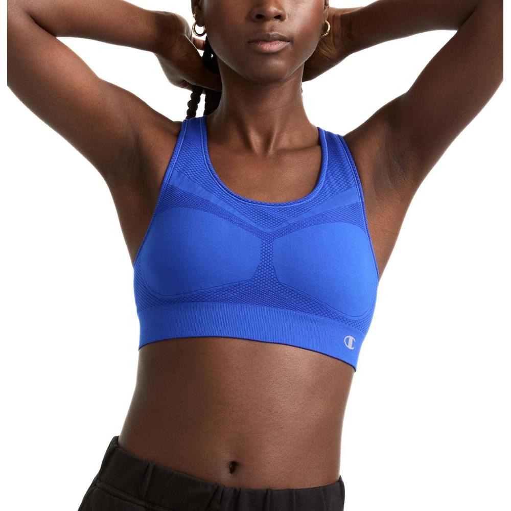 imageChampion Womens Sports Bra Infinity Racerback Moderate Support Seamless Sports Bra for WomenFlight Blue