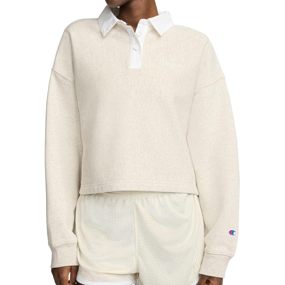 imageChampion Womens Time Capsule Riley Rugby ShirtSweet Oatmeal Cream Heather