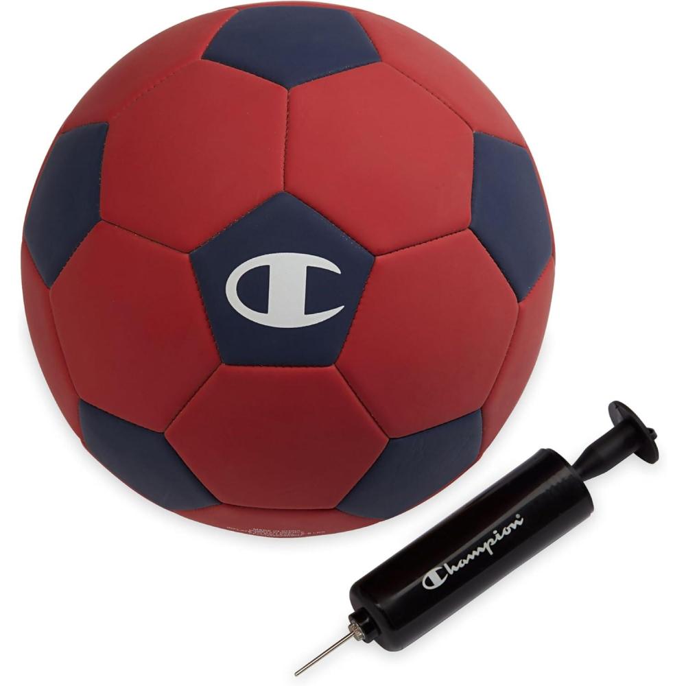 imageChampion Youth ampamp Adult Soccer Ball Paneled Design Enhanced Control Durable Cover ampamp Butyl Bladder for Indoor ampamp Outdoor Training Sizes 3 4 5 Includes 6quot PumpTango RedMedieval Blue