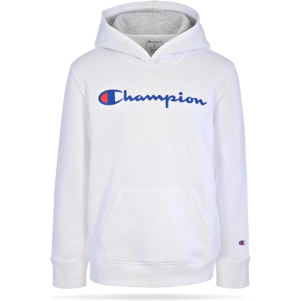 imageChampion boys Boys Hoodie for Kids Sweatshirt Fleece Youth Pullover With HoodSignature White