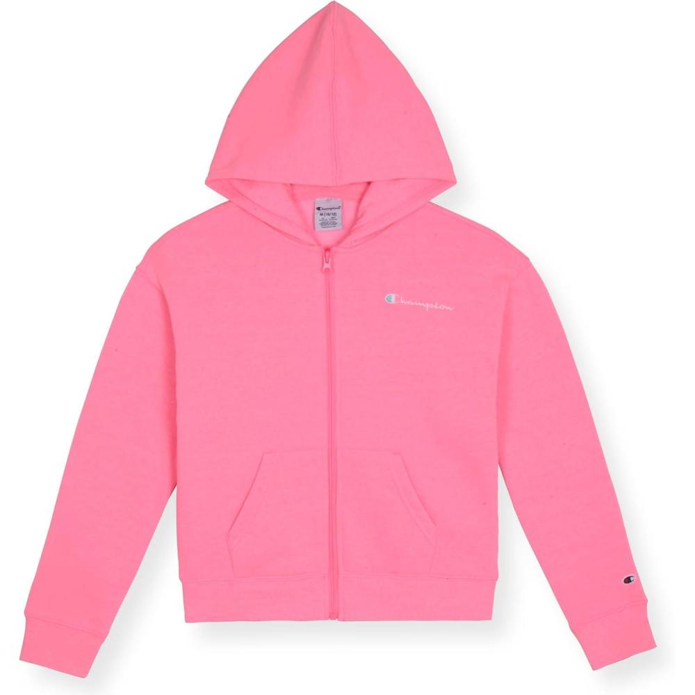 imageChampion girls Girls Hoodie Sweatshirt Zip Up Fleece Athletic Hoodie for Girl ClothingSignature Bright Pink