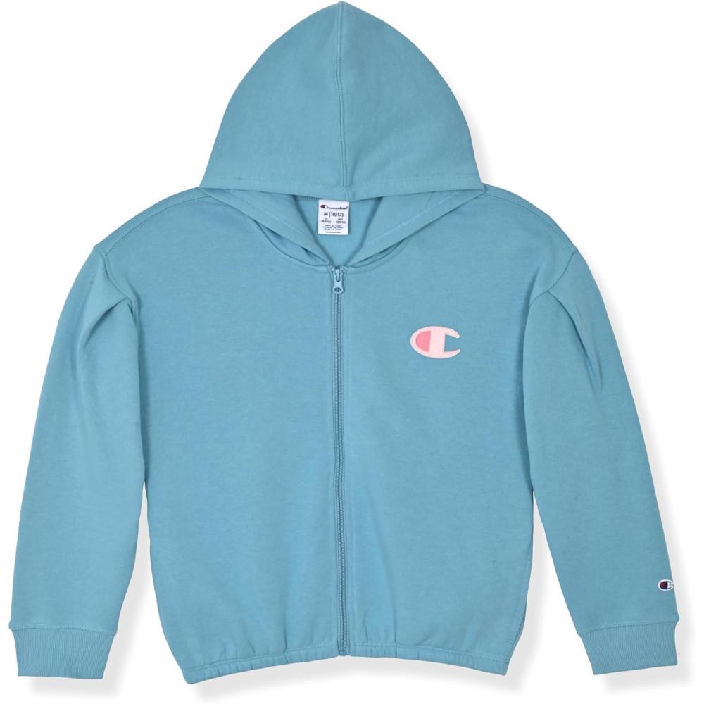 imageChampion girls Girls Hoodie Sweatshirt Zip Up Fleece Athletic Hoodie for Girl ClothingSignature Mineral Blue