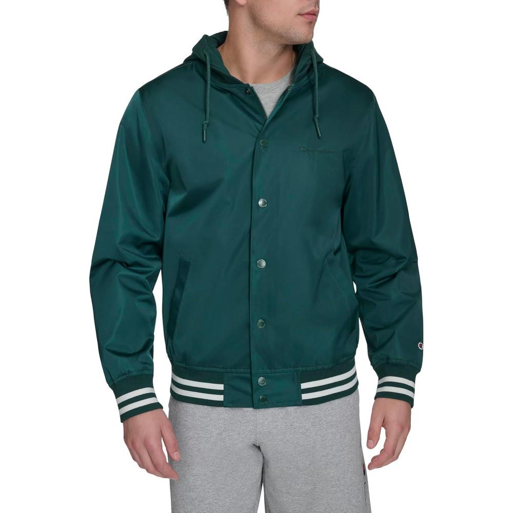 imageChampion mens Champion Mens Lightweight Varsity Jacket With Jersey HoodRain Forest