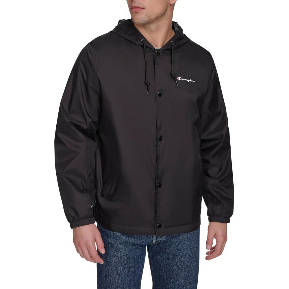 imageChampion mens Hooded Coaches Rain JacketBlack