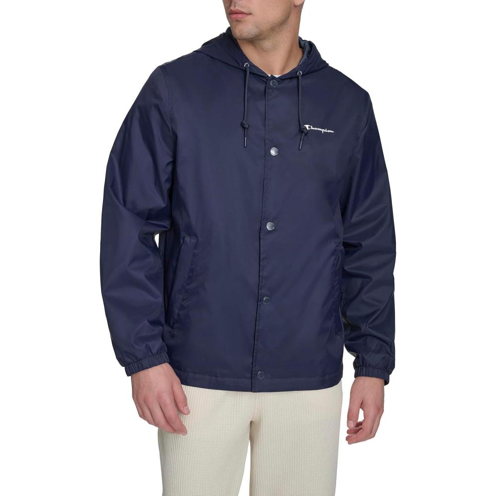 imageChampion mens Hooded Coaches Rain JacketPeacoat