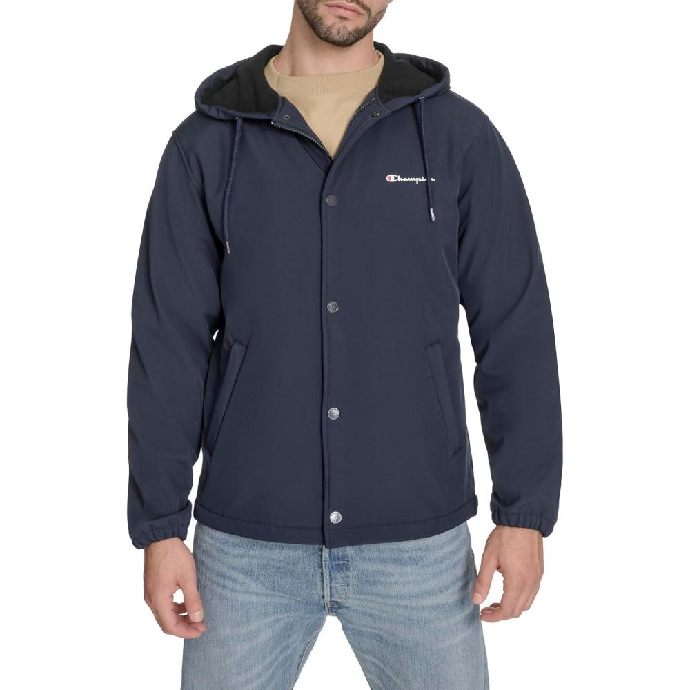 imageChampion mens Hooded Coaches Rain JacketPeacoat Soft Shell