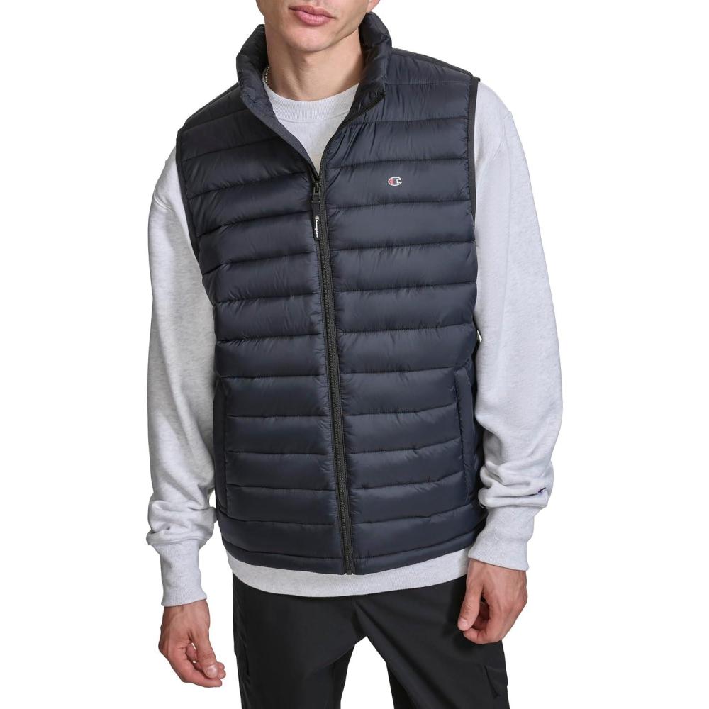 imageChampion mens Packable Puffer Vest With Stand CollarBlack