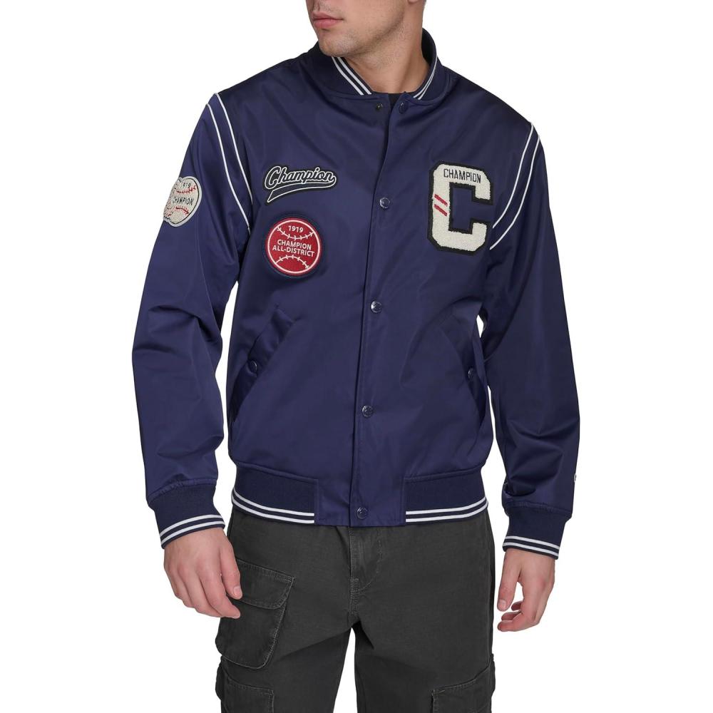 imageChampion mens Patch Varsity Bomber JacketPeacoat