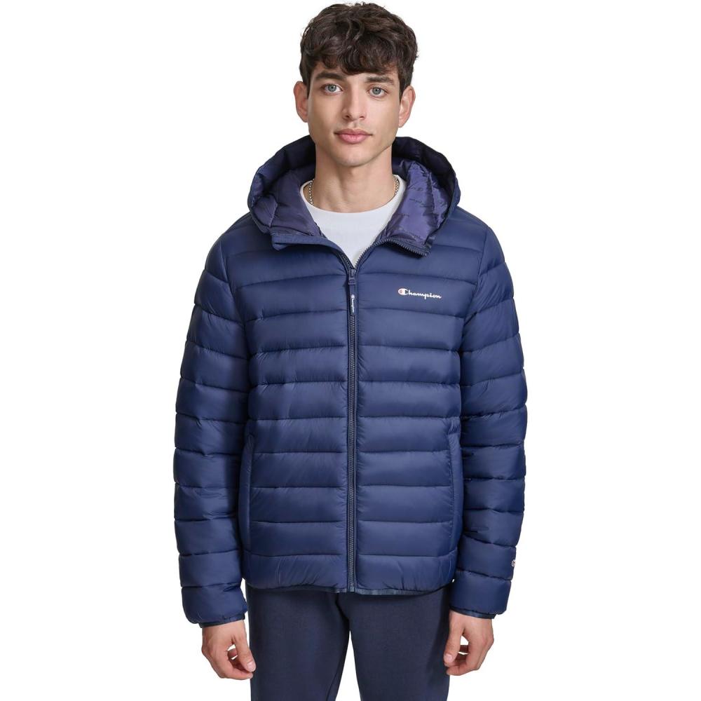 imageChampion mens Performance Lightweight Puffer Jacket With HoodPeacoat