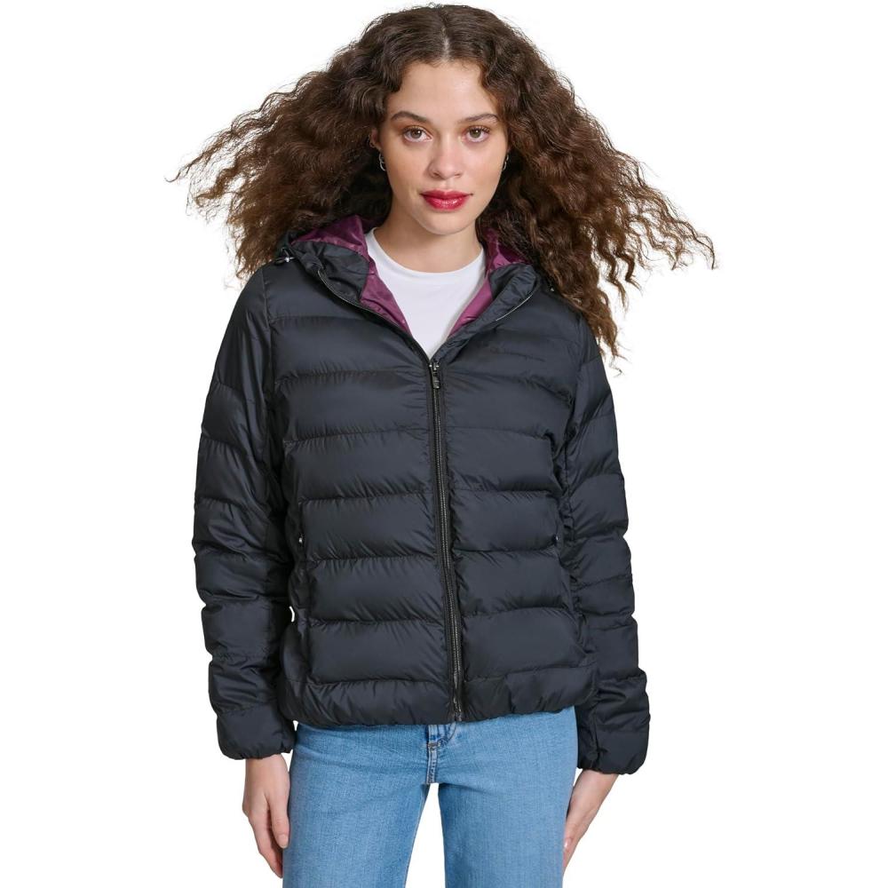 imageChampion womens Quilted Coat Packable Puffer Jacket With HoodBlack