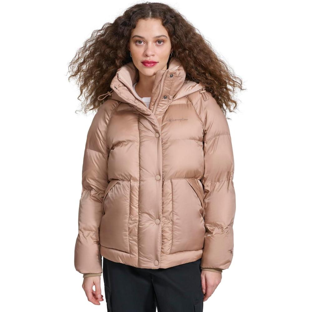imageChampion womens Quilted Midweight Puffer Jacket With HoodWarm Taupe
