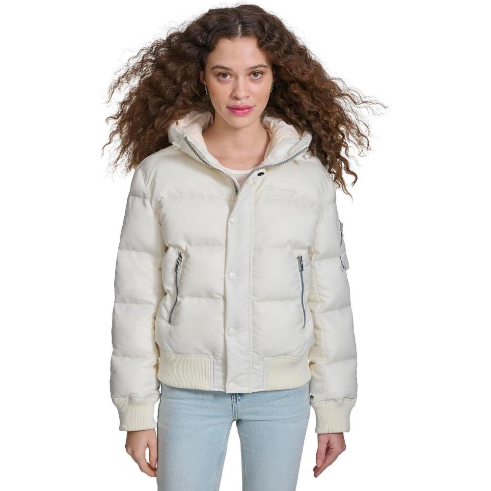 imageChampion womens Quilted Snorkel Puffer Jacket With HoodMarshmallow