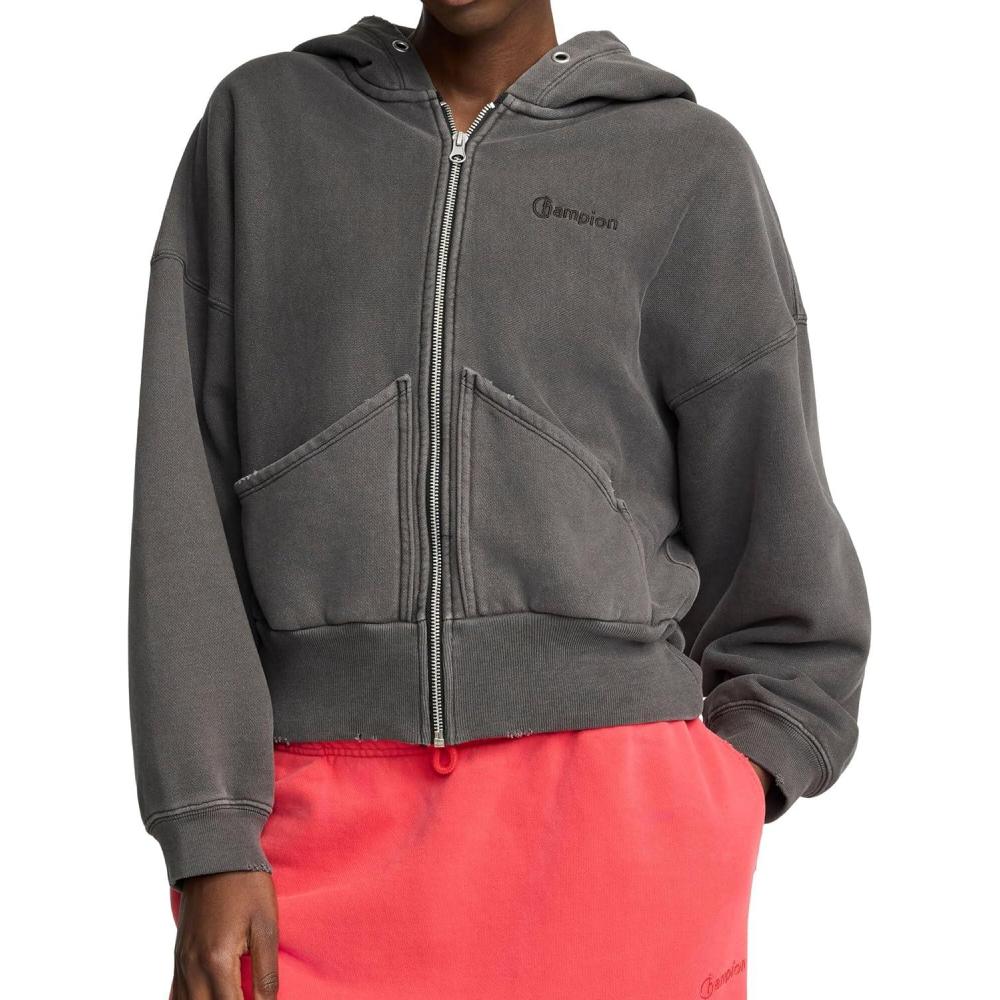 imageChampion womens Zipup Hoodie Vintage Wash Running Women C LogoBlack