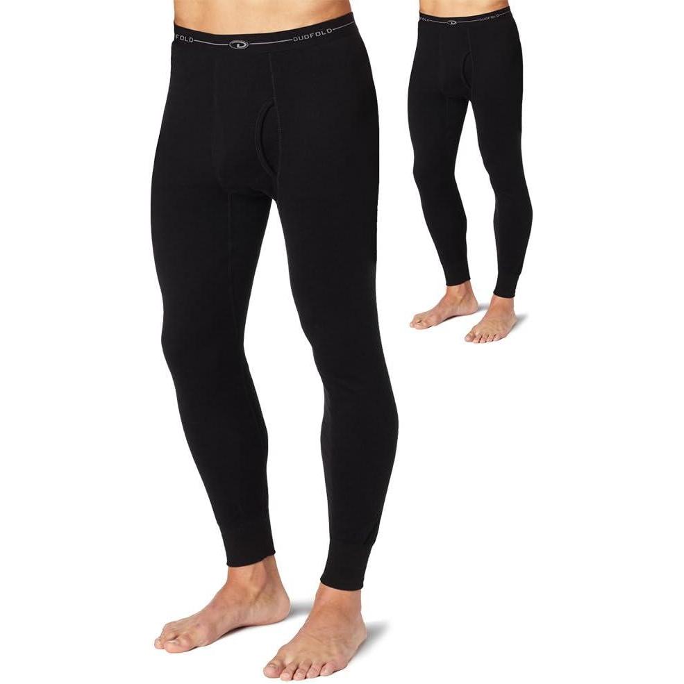 imageDuofold Mens Mid Weight Wicking Thermal PantBlack 2 Pack