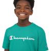 Champion Boys Champion Boys Tee Shirt Short Sleeve Logo T-Shirt for Kids(Signature Oasis)