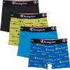 Champion Boys’ Underwear, Everyday Active Stretch Boxer Briefs, Assorted 4-pack Boxer Briefs(Black/Blue/Scripts)