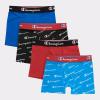 Champion Boys’ Underwear, Everyday Active Stretch Boxer Briefs, Assorted 4-pack Boxer Briefs(Blue/Red/Scripts)