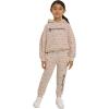 Champion Girls Hoodie and Sweatpant Set for Kids Athletic Fleece Sweatsuit(Beige)