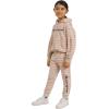 Champion Girls Hoodie and Sweatpant Set for Kids Athletic Fleece Sweatsuit(Beige)