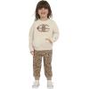Champion Girls Hoodie and Sweatpant Set for Kids Athletic Fleece Sweatsuit(Egret)
