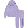 Champion Girls Hoodie and Sweatpant Set for Kids Athletic Fleece Sweatsuit(Lavender)