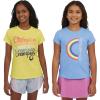 Champion Girls Tee Shirt for Kids Short Sleeve T-Shirt Girls Tops(Dutch Blue-limelight)