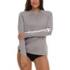 Champion Rash Guard for Women, Womens Rash Guard Long Sleeve Shirts, Rashguard Swim Shirt Women UPF 50+ SPF & UV Protection(Grey)