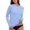 Champion Rash Guard for Women, Womens Rash Guard Long Sleeve Shirts, Rashguard Swim Shirt Women UPF 50+ SPF & UV Protection(Light Blue)