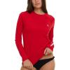 Champion Rash Guard for Women, Womens Rash Guard Long Sleeve Shirts, Rashguard Swim Shirt Women UPF 50+ SPF & UV Protection(Red)