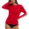 Champion Rash Guard for Women, Womens Rash Guard Long Sleeve Shirts, Rashguard Swim Shirt Women UPF 50+ SPF & UV Protection(Red)
