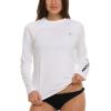 Champion Rash Guard for Women, Womens Rash Guard Long Sleeve Shirts, Rashguard Swim Shirt Women UPF 50+ SPF & UV Protection(White)