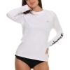 Champion Rash Guard for Women, Womens Rash Guard Long Sleeve Shirts, Rashguard Swim Shirt Women UPF 50+ SPF & UV Protection(White)
