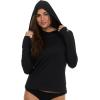 Champion Rash Guard for Women with Hood, Long Sleeve Hoodie Swim Shirts for Women, Quick Dry UPF 50+ SPF Sun & UV Protection(Black)